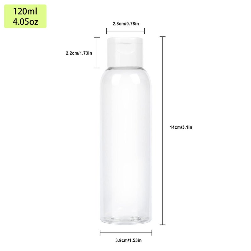 Trendbox 120ml/4oz Clear Plastic Empty Bottles with Flip Cap BPA-Free Travel Containers for Shampoo, Lotions, Liquid Body Soap and Massage Oils - 12 Pack - Image 2